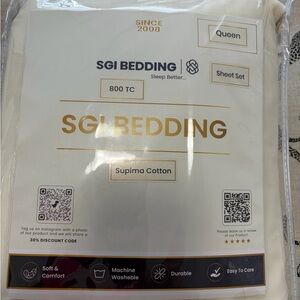 SGI Bedding Supima Cotton Queen Sheet Set in Cream